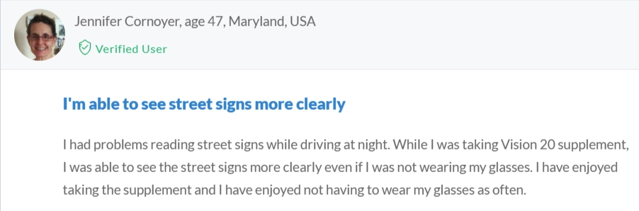 Vision 20 Customer Reviews